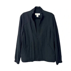 Orvis Women's Black Textured Zip Up Jacket with Zipper Pockets Size M GUC